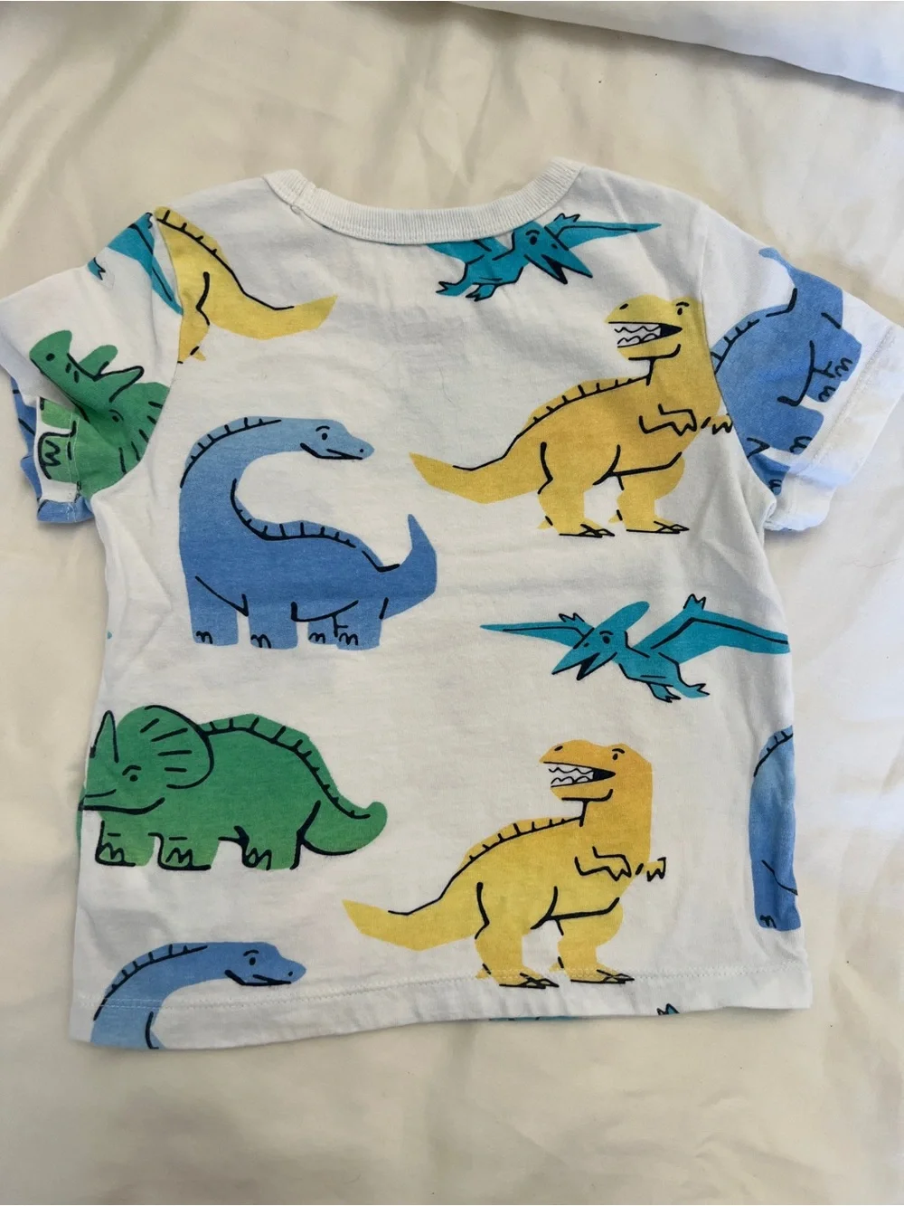 GAP Boys 2-Pack Dino Print White & Navy Stripe Short Sleeve Tops